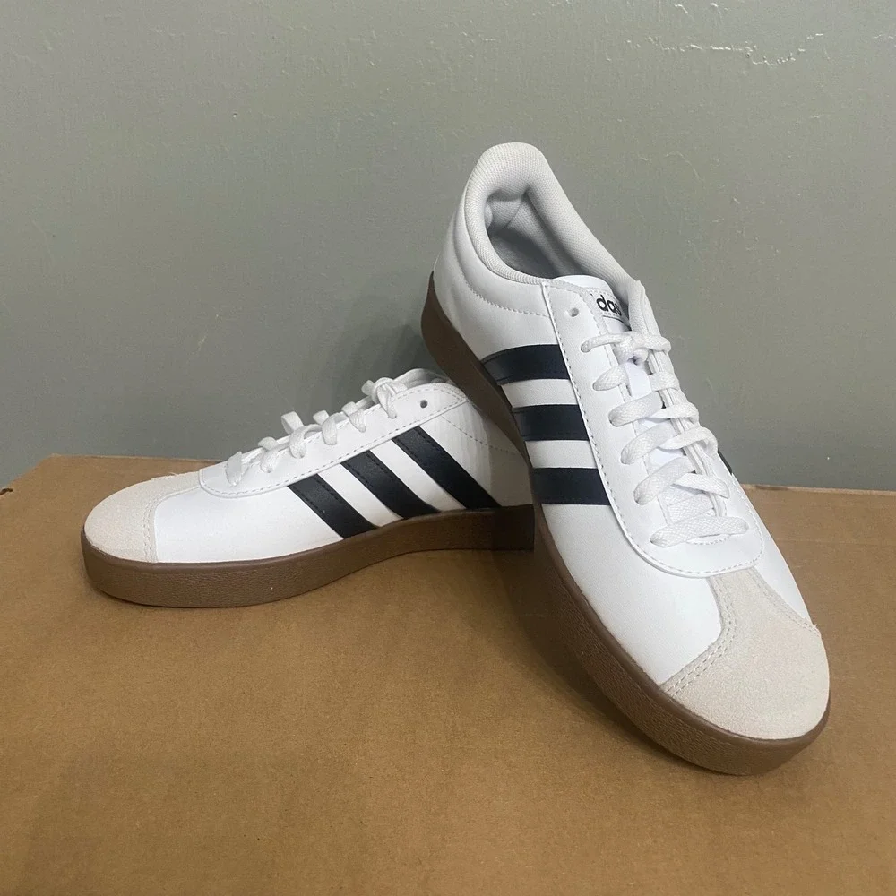 Adidas VL Court 3.0 Mens White Black Gum Low Top Sneakers ID3714 Size 7.5